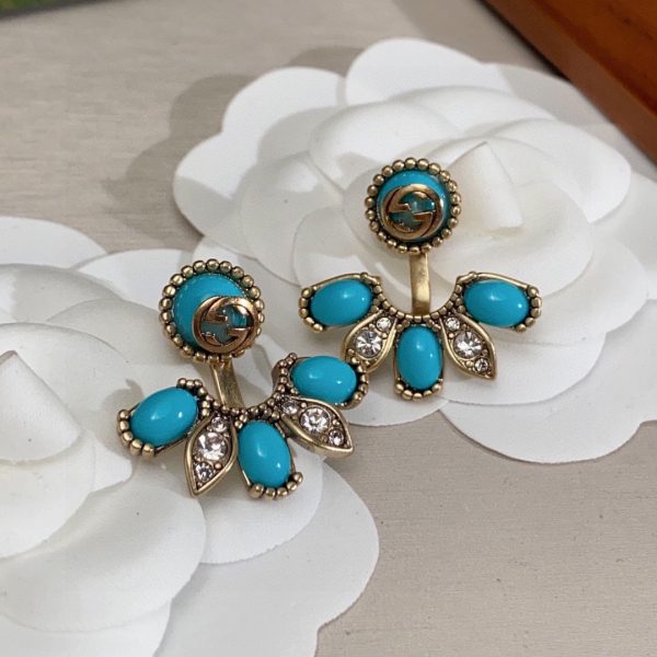 18K Double G Blue Flowers Earrings - 图片 5