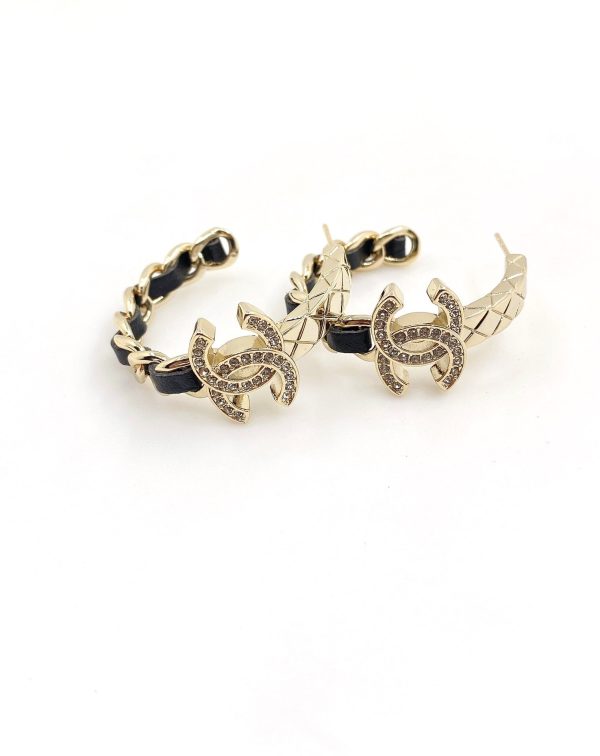 18K CC Black Open Earrings - 图片 3