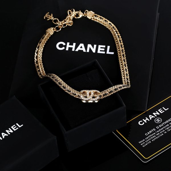 18K CC Strass Chain Choker Necklace - 图片 3
