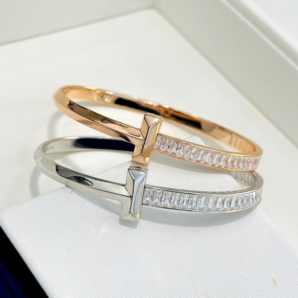 18K T1 Wide Diamond Hinged Bracelet - 图片 6