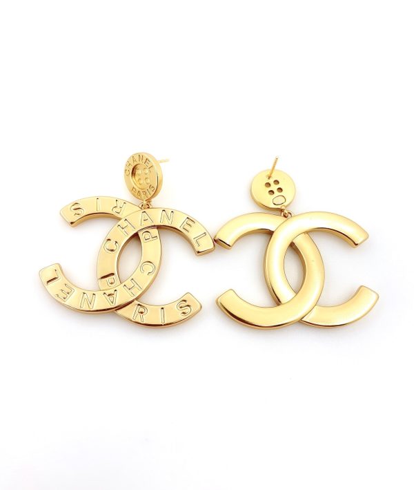 18K CC Drop Pendant Earrings - 图片 3