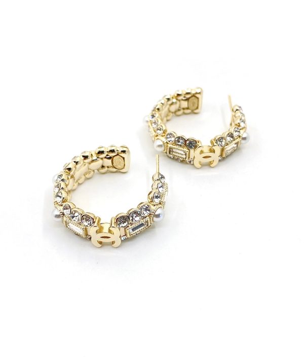 18K CC Crystals Circle Earrings - 图片 4