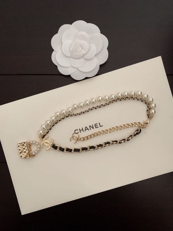 18K CC Pearl Leather Bag Pendant Necklace - 图片 4