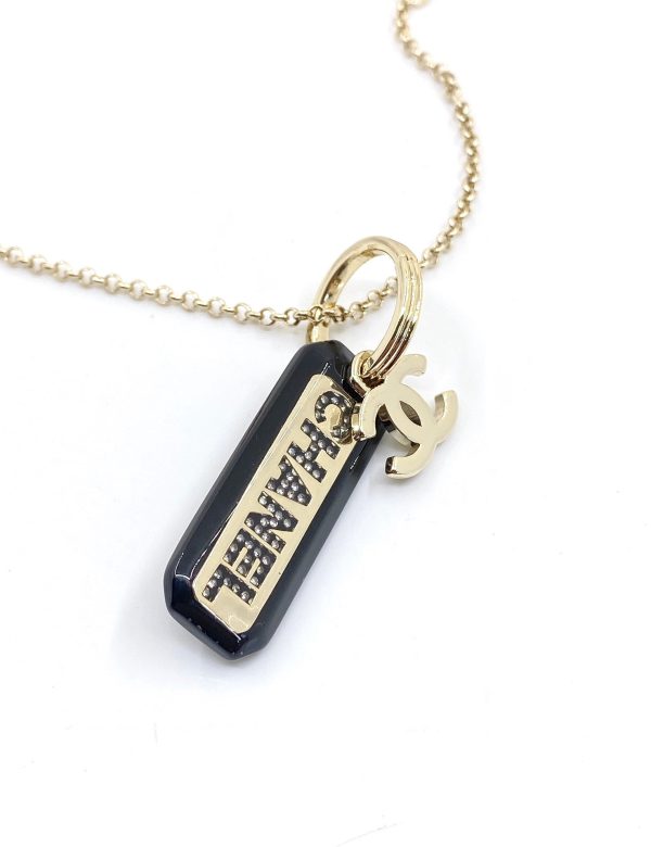 18K CC Black Plate Chain Necklace - Image 3