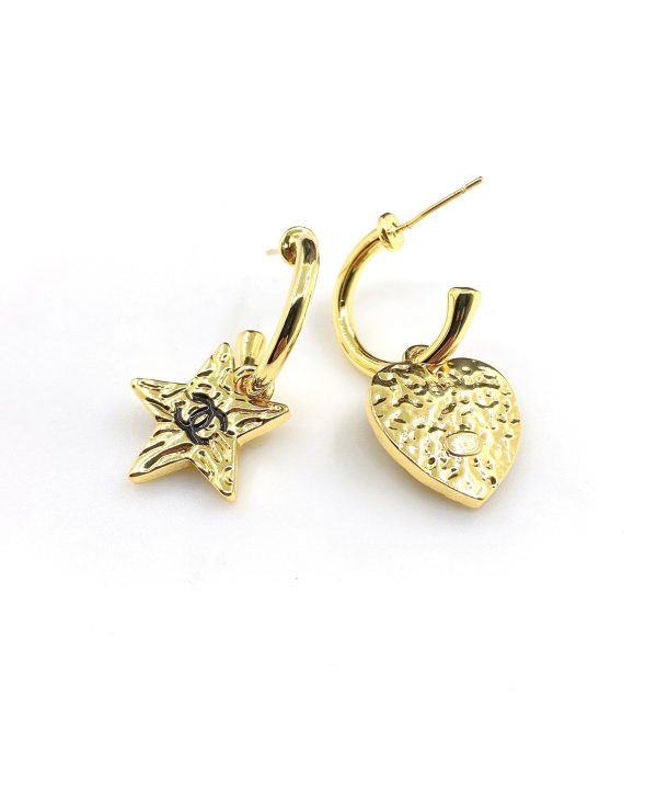 18K CC Heart Star Earrings - 图片 5
