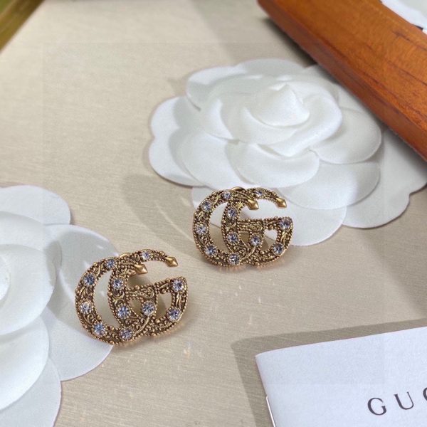 18K Double G Crystals Earrings - 图片 2