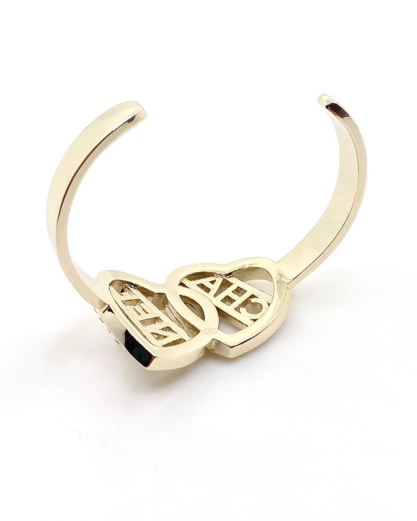 18K CC Crystals Heart Cuff Bracelet - Image 4