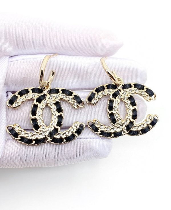 18K CC Leather Earrings - 图片 2
