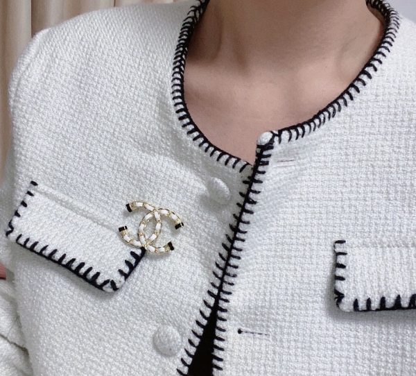 18K CC Pearl Brooch - 图片 2