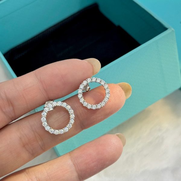 18K T Circle Diamonds Earrings - 图片 5