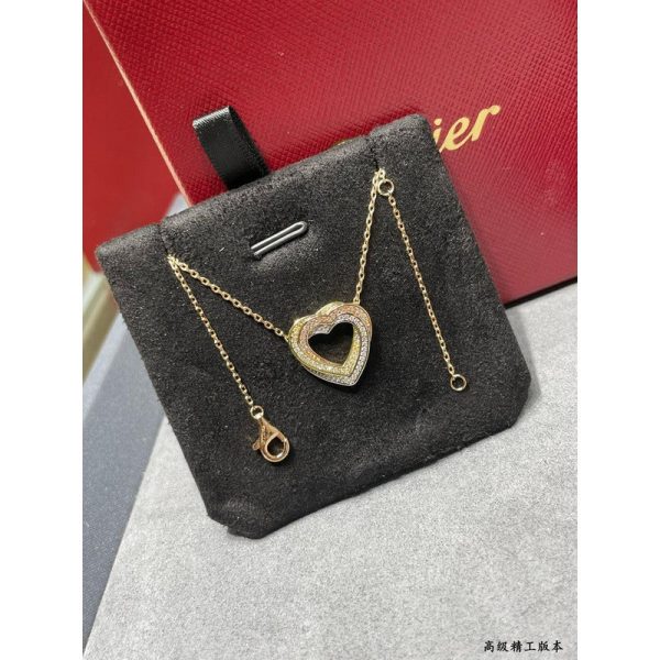 18K Trinity Heart Full Diamond Necklace - 图片 9