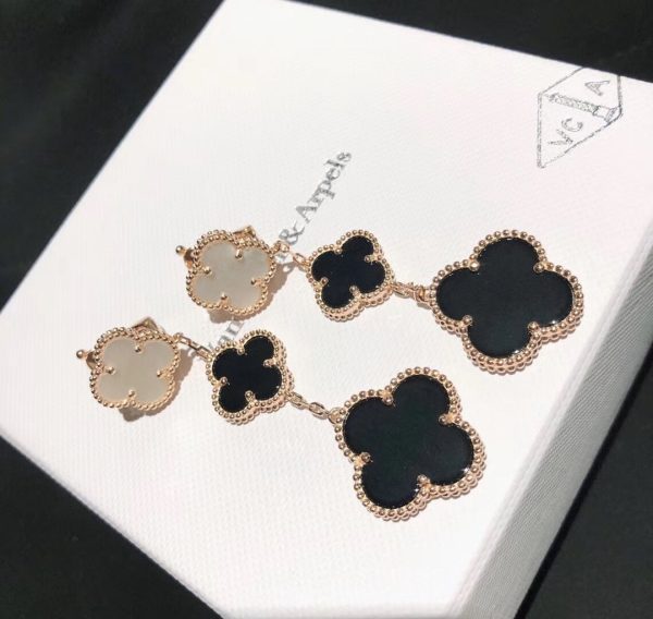 18K Magic Alhambra Three Pearls Motifs Earrings - 图片 5