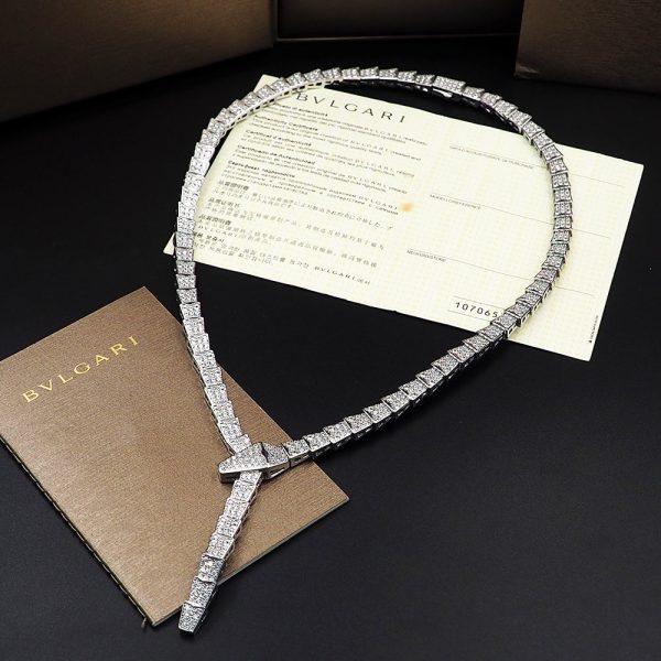 18K BV Serpenti Viper Full Pavé Diamonds Necklace - 图片 6