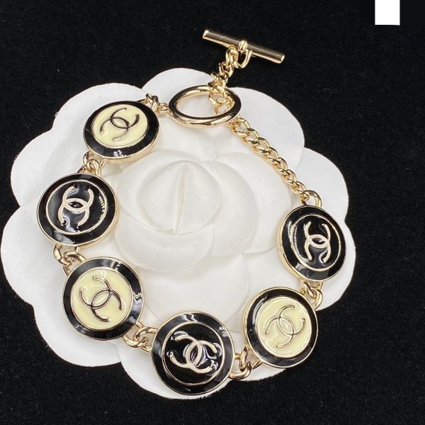 18K CC Black & White Resin Chain Bracelet - 图片 3