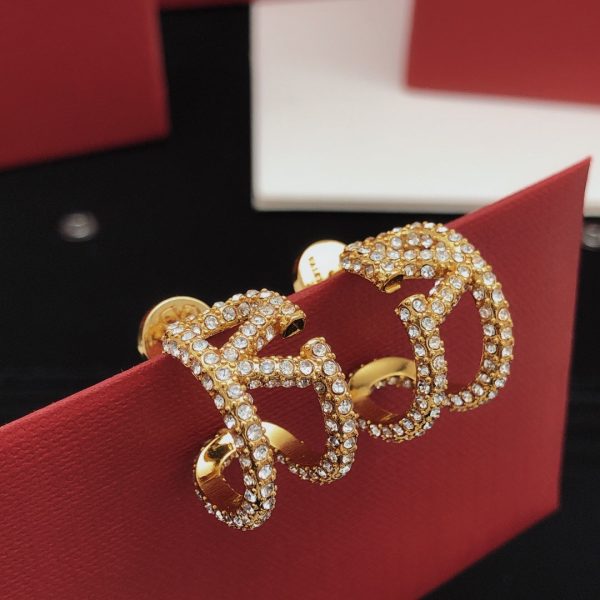 18K Vlogo Diamonds Open Earrings - 图片 4
