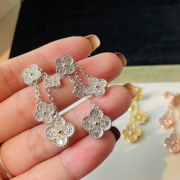 18K Magic Alhambra Four Diamonds Motifs Clover Earrings - 图片 2