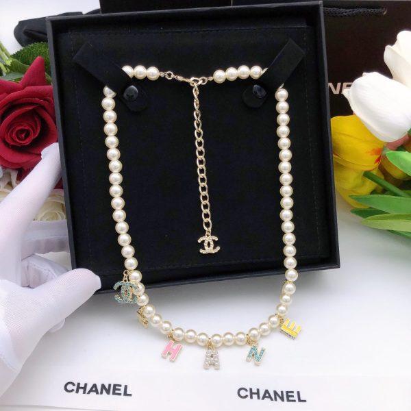 18K CC Script Pearls Necklace - 图片 4