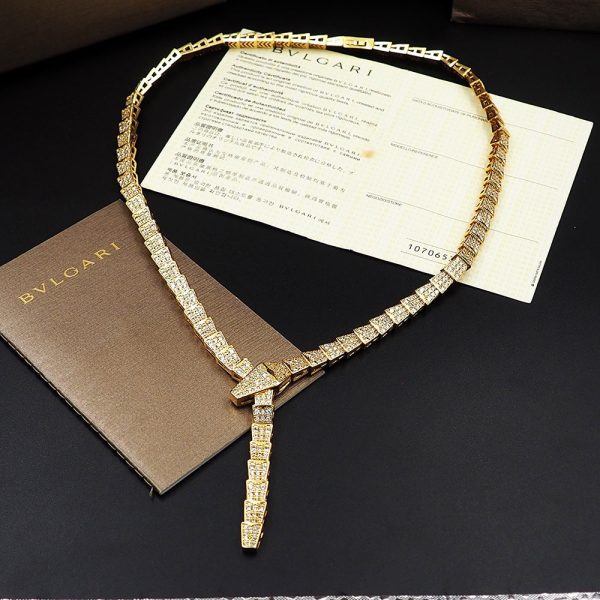 18K BV Serpenti Viper Full Pavé Diamonds Necklace - 图片 5