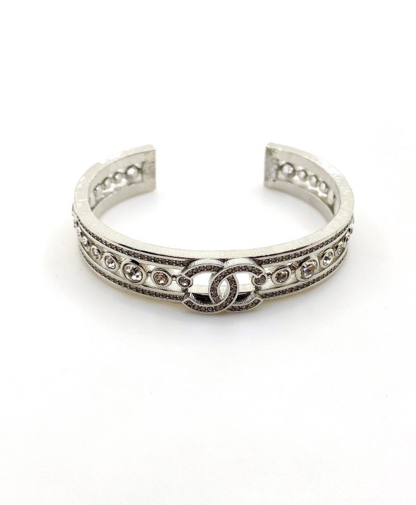 18K CC Cuff Crystals Open Bracelet - Image 3