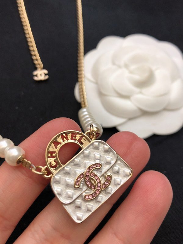 18K CC Pearls Bag Pendant Necklace - 图片 6