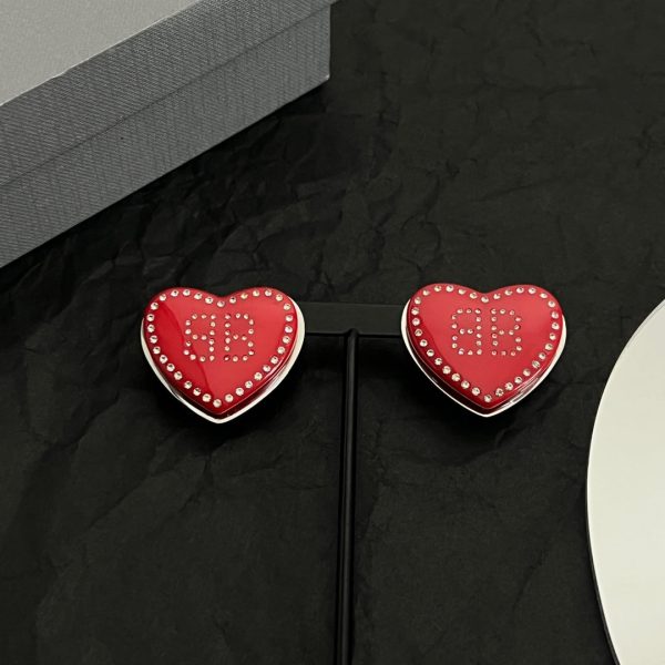 18K BB Red Heart Earrings - Image 4