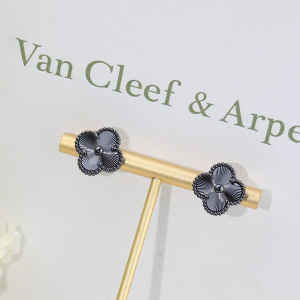 18K Vintage Alhambra Black Earrings - 图片 3