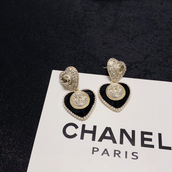 18K CC Black Heart Earrings - 图片 5