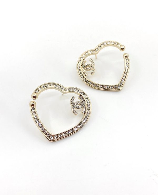 18K CC Diamond Heart Earrings - 图片 4