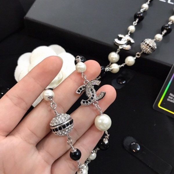 18K CC Long Black Pearl Necklace - 图片 5