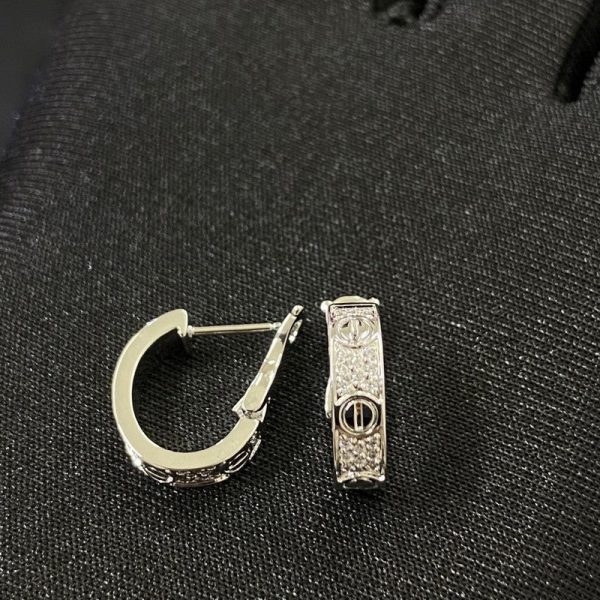 18K Love Three Rows Pave Diamond Earrings - 图片 2