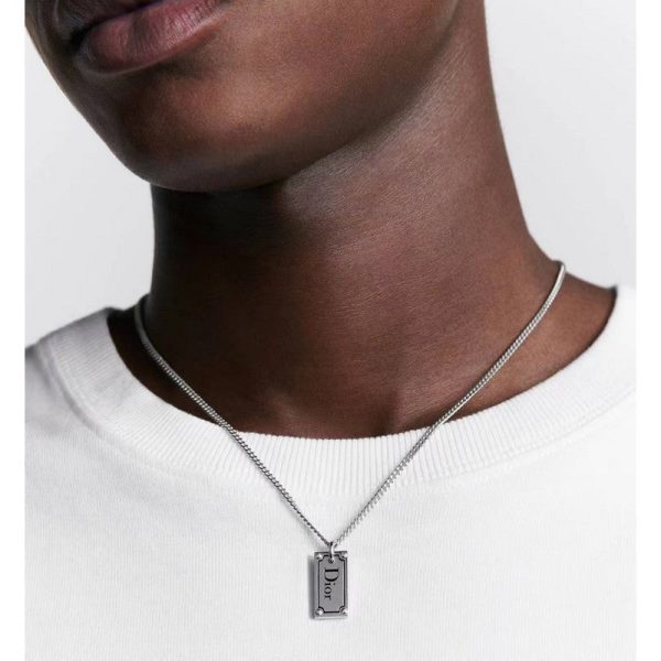 18K CD Oblique Plate Pendant Necklace - 图片 2