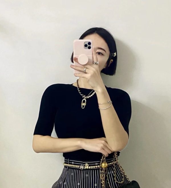 18K CC Pearl Bag Pendant Necklace - 图片 5