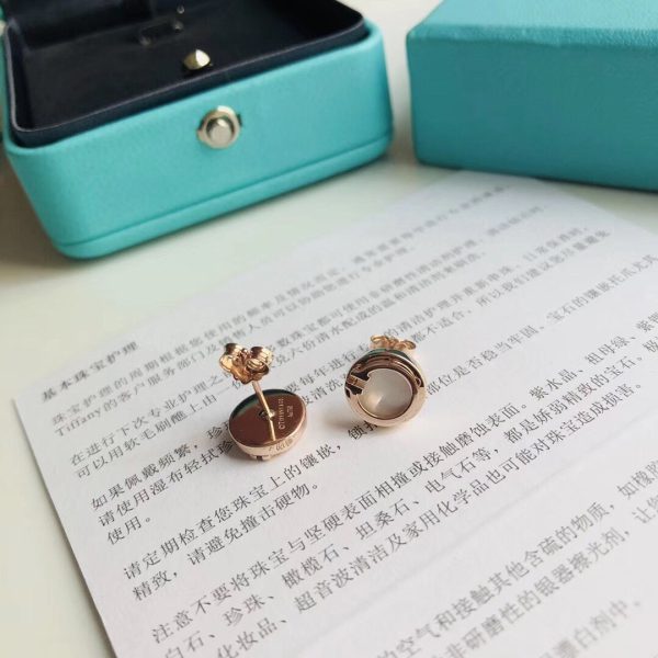 18K T Mother-of-pearl Circle Earrings - 图片 4