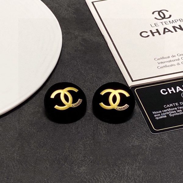 18K CC Black Yellow Gold Earrings - Image 5