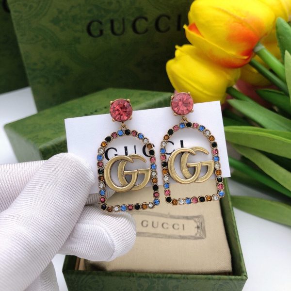 18K Double G Color Crystals Earrings - 图片 3