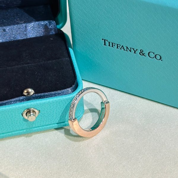 18K T Lock Diamond Rose Gold Ring - 图片 7