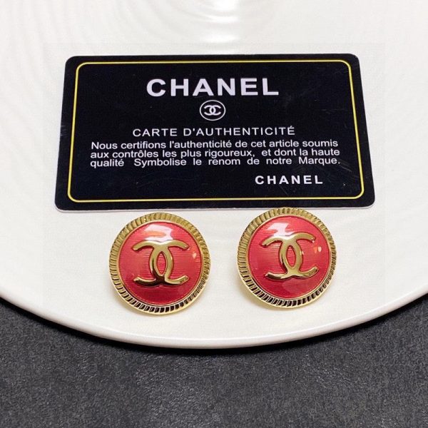 18K CC Red Round Earrings - 图片 5