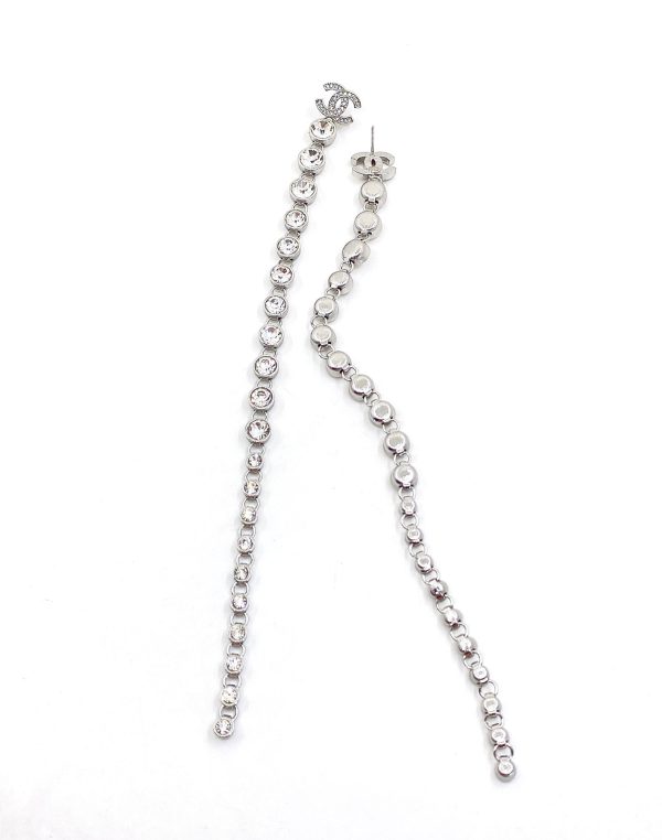18K CC Long Crystals Earrings - 图片 3