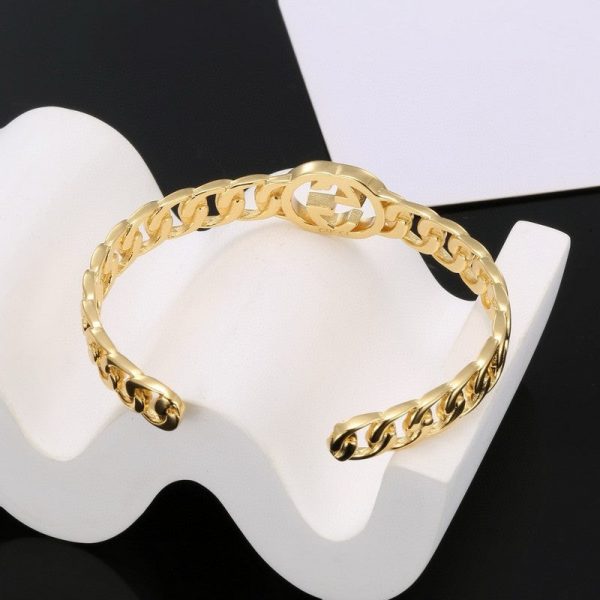 18K Double G Chain Open Bracelet - 图片 3