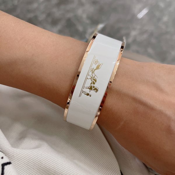 18K Enamel Calèche Wide Bangle H Bracelet - 图片 12