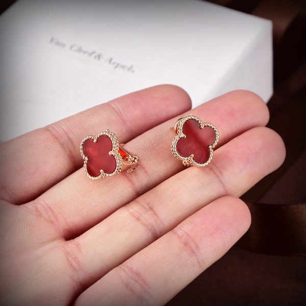 18K Vintage Alhambra Carnelian Earrings - 图片 2