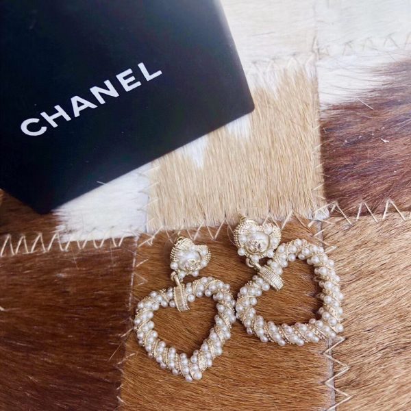 18K CC Heart Pendant Earrings - 图片 3