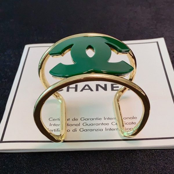 18K CC Color Logo Open Cuff Bracelet - Image 3