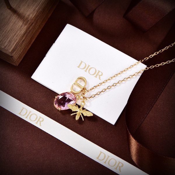 18K Petit CD Pink Crystal Necklace - 图片 3