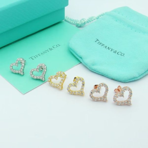 18K T Heart Diamonds Rose Gold Earrings - 图片 4