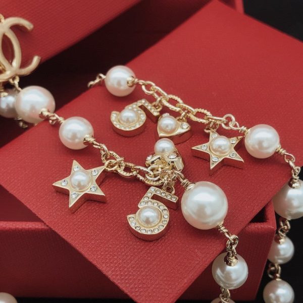 18K CC No.5 Star Long Pearl Necklace - 图片 5