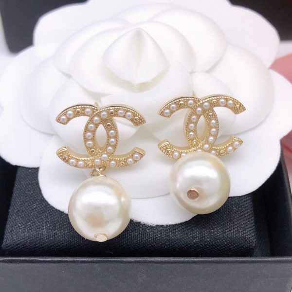 18K CC Pearl Drop Earrings - 图片 4