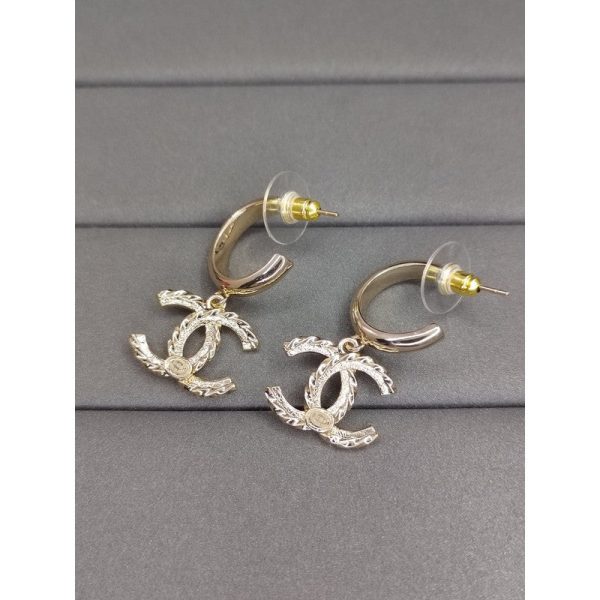 18K CC Diamond Pendant Earrings - 图片 3
