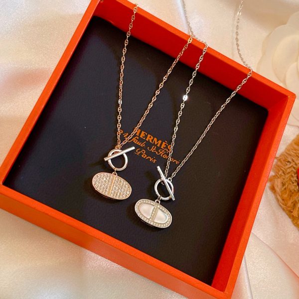 18K Chaine D'ancre Contour Pendant H Necklace - 图片 5