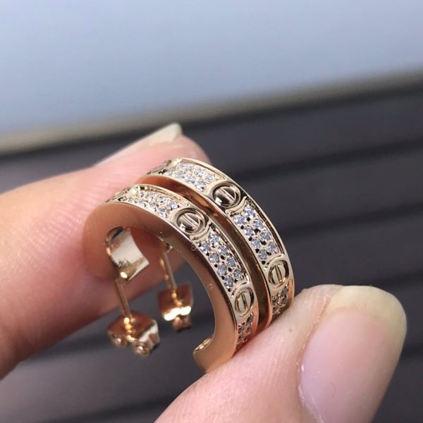 18K Love Pave Diamonds Earrings - 图片 2